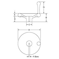 <!-Aluminum Dished Handwheels with Revolving Handle Line Drawing->