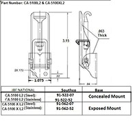 <!-CA-5100XL2 9999 CA-Under Center Draw Latches Line Drawing->