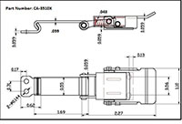 <!-CA-3510X Compression Spring Draw Latches Long Hook Line Drawing->