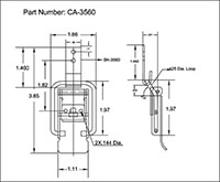 <!-CA-3560 Draw Latches Lockable Line Drawing->