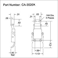 <!-CA-3520X Draw Latches with Compression Springs Line Drawing->