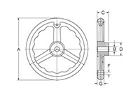 <!-Finished Straight Handwheels with No Handle Line Drawing->