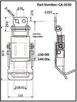 <!-CA-3530 Lockable Draw Latches with Compression Springs Line Drawing->
