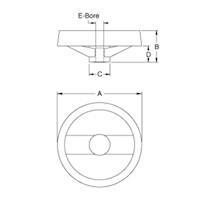 <!-2 Spoke Nylon Handwheels with No Handle Line Drawing->