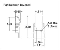 <!-CA-3600c Over-Center Draw Latches Line Drawing->