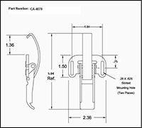 <!-CA-4070 Over-Center Draw Latches Solid Curved Hook Line Drawing->
