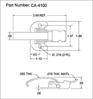 <!-CA-4100 Over-Center Draw Latches Solid Hook Line Drawing->