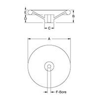 <!-Aluminum Dished Handwheels with No Handle Line Drawing->