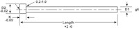 <!-Straight Style Metric Nitride Ejector Pins Line Drawing->