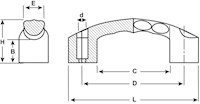 <!-Top Mount Plastic Arch Pull Handles Line Drawing->