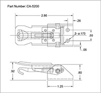 <!-CA-5200 Under Center Draw Latches Line Drawing->