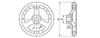 <!-Unfinished Straight Handwheels Line Drawing->
