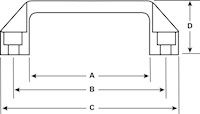 <!-Top Mount Plastic Bridge Pull Handles Line Drawing->