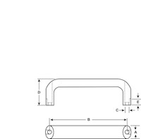 <!-Top Mount Tumbled Finish Aluminum Cabinet Handles Line Drawing->