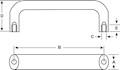 <!-Bottom Mount Thermoplastic Oval Pull Handles Line Drawing->
