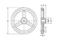 <!-Finished Straight Handwheels with No Handle Line Drawing->