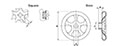 <!-Stainless Steel Handwheels Line Drawing->