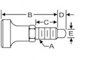 <!-Acetal Non-Locking Nose Retractable Plungers without Nylon Patch Line Drawing->