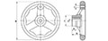 <!-3 Spoke Plastic handwheels Line Drawing->