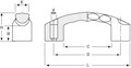 <!-Top Mount Plastic Arch Pull Handles Line Drawing->
