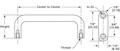 <!-Two Mounting Holes Rectangular-Rounded Sides Internal Thread Pull Handles Line Drawing->