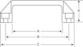 <!-Top Mount Plastic Bridge Pull Handles Line Drawing->